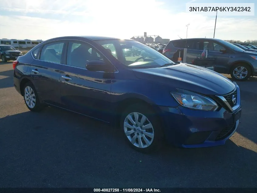 2019 Nissan Sentra S VIN: 3N1AB7AP6KY342342 Lot: 40827258