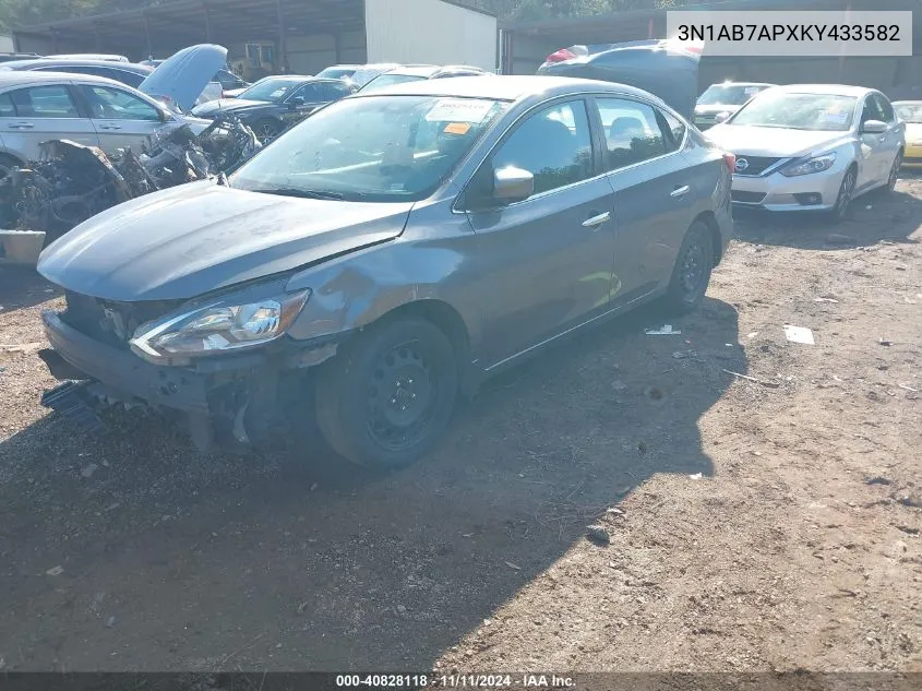 2019 Nissan Sentra S VIN: 3N1AB7APXKY433582 Lot: 40828118