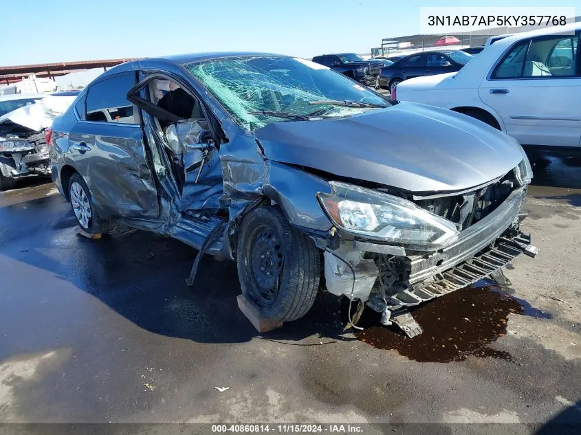 3N1AB7AP5KY357768 2019 Nissan Sentra S