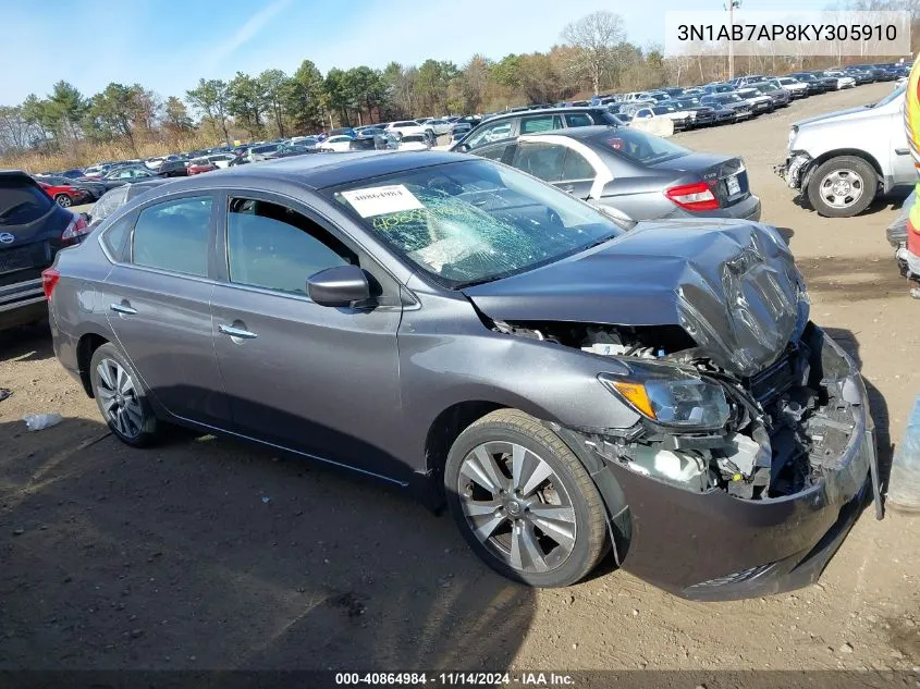 3N1AB7AP8KY305910 2019 Nissan Sentra Sv