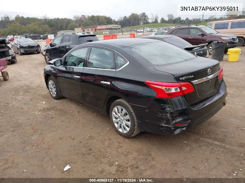 2019 Nissan Sentra S VIN: 3N1AB7AP6KY395011 Lot: 40865127