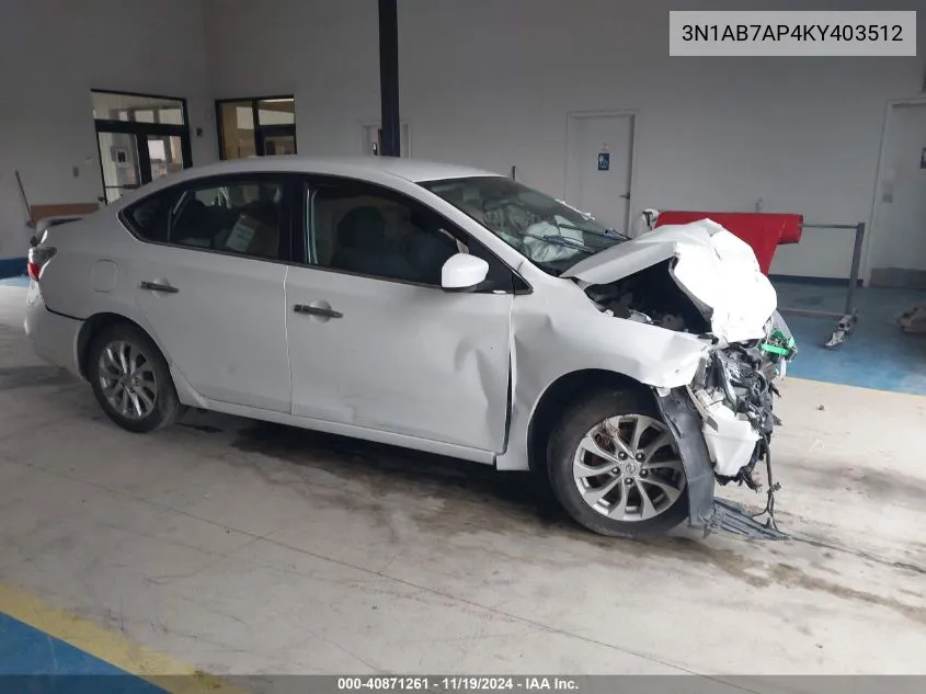 2019 Nissan Sentra Sv VIN: 3N1AB7AP4KY403512 Lot: 40871261