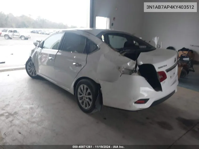 2019 Nissan Sentra Sv VIN: 3N1AB7AP4KY403512 Lot: 40871261