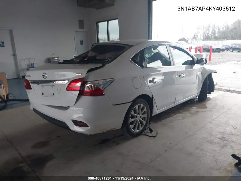 2019 Nissan Sentra Sv VIN: 3N1AB7AP4KY403512 Lot: 40871261