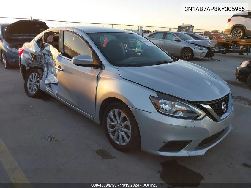 2019 Nissan Sentra Sv VIN: 3N1AB7AP8KY305955 Lot: 40894755