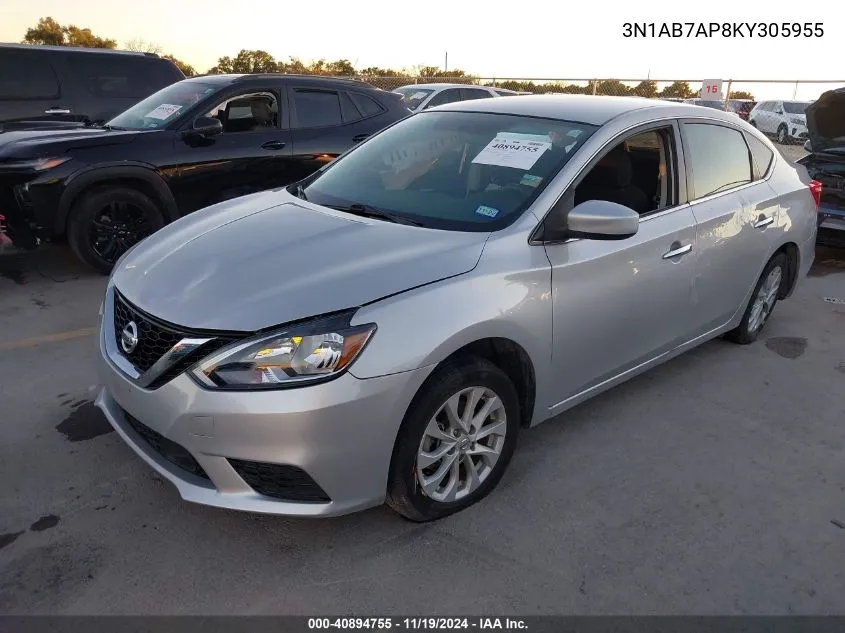 2019 Nissan Sentra Sv VIN: 3N1AB7AP8KY305955 Lot: 40894755