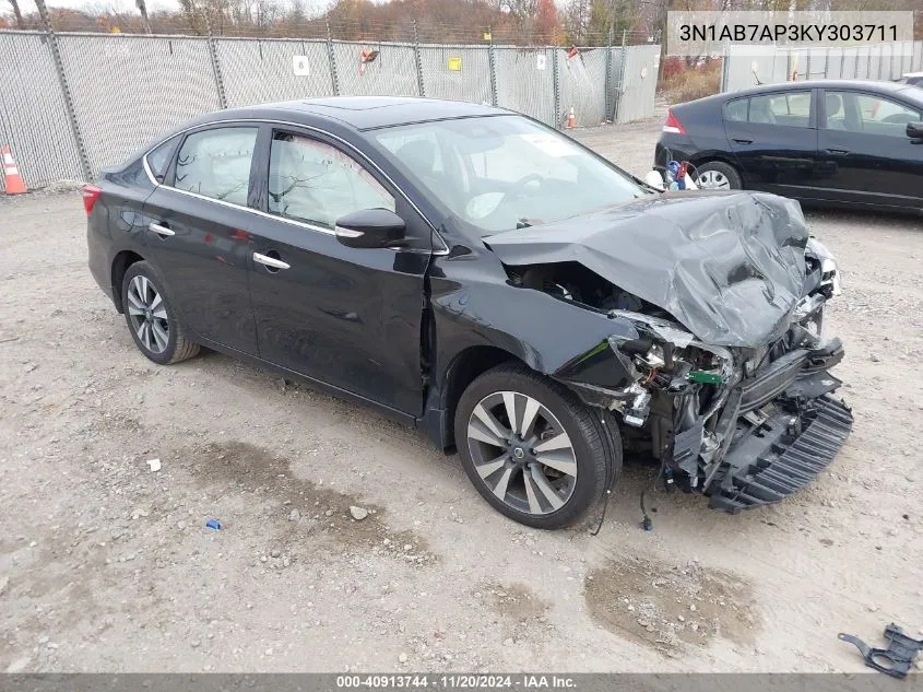 2019 Nissan Sentra Sl VIN: 3N1AB7AP3KY303711 Lot: 40913744