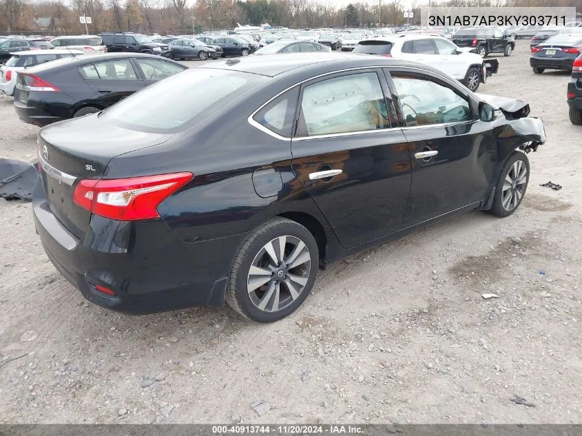 2019 Nissan Sentra Sl VIN: 3N1AB7AP3KY303711 Lot: 40913744