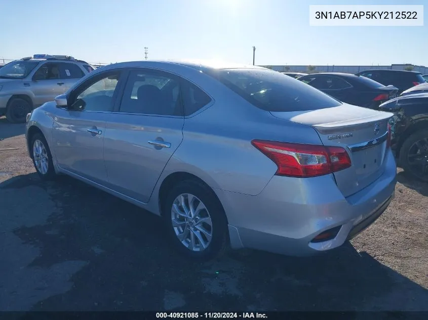 2019 Nissan Sentra S VIN: 3N1AB7AP5KY212522 Lot: 40921085