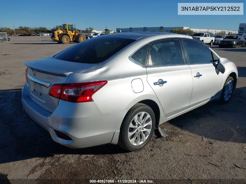 2019 Nissan Sentra S VIN: 3N1AB7AP5KY212522 Lot: 40921085