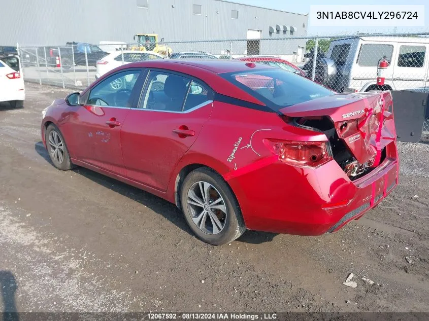 2020 Nissan Sentra VIN: 3N1AB8CV4LY296724 Lot: 12067592