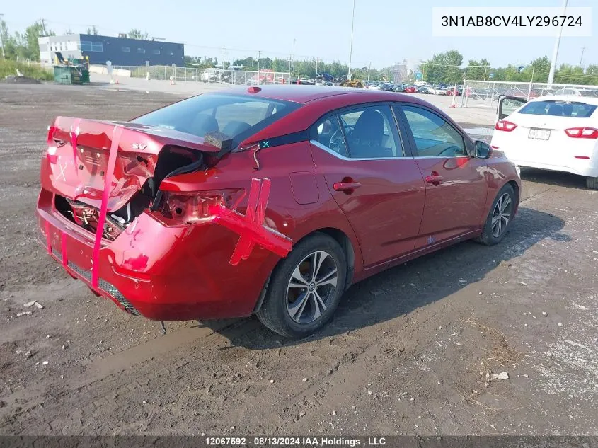 2020 Nissan Sentra VIN: 3N1AB8CV4LY296724 Lot: 12067592