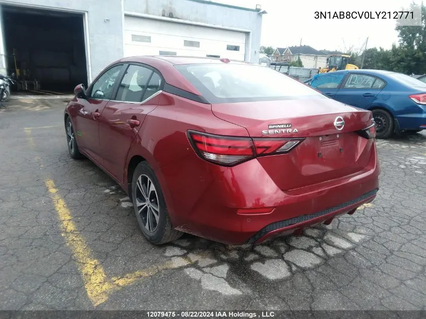 2020 Nissan Sentra VIN: 3N1AB8CV0LY212771 Lot: 12079475