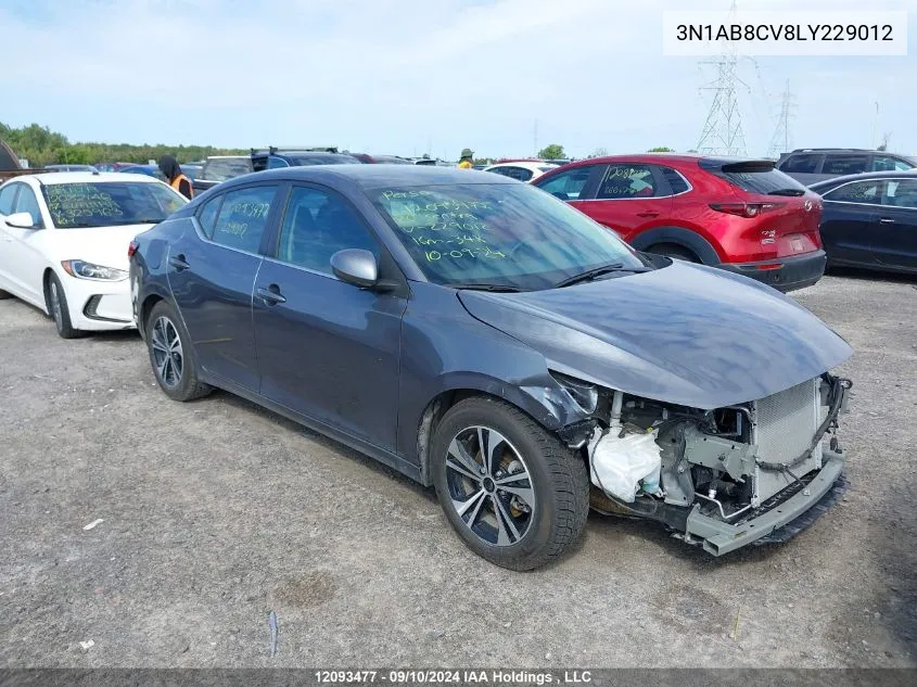 2020 Nissan Sentra Sv VIN: 3N1AB8CV8LY229012 Lot: 12093477