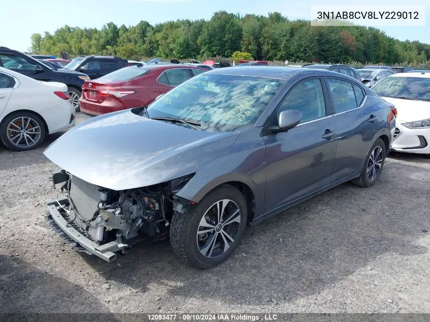 2020 Nissan Sentra Sv VIN: 3N1AB8CV8LY229012 Lot: 12093477