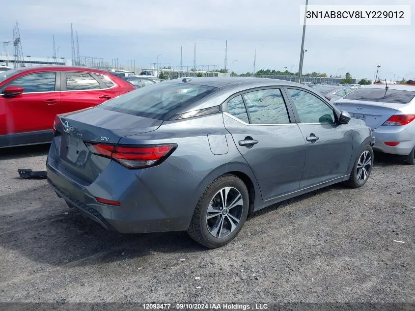 2020 Nissan Sentra Sv VIN: 3N1AB8CV8LY229012 Lot: 12093477