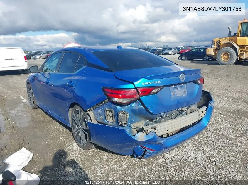 2020 Nissan Sentra VIN: 3N1AB8DV7LY301753 Lot: 12131251