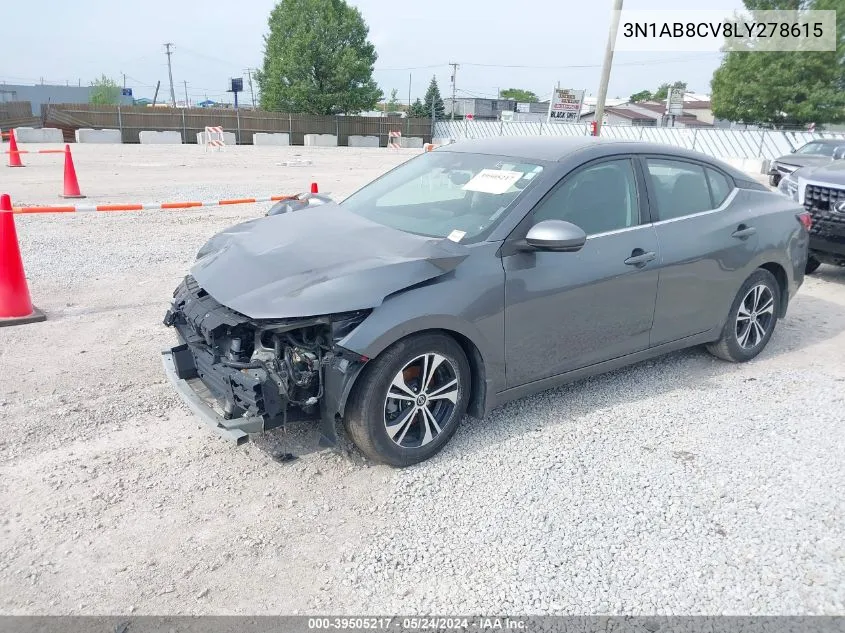 2020 Nissan Sentra Sv Xtronic Cvt VIN: 3N1AB8CV8LY278615 Lot: 39505217