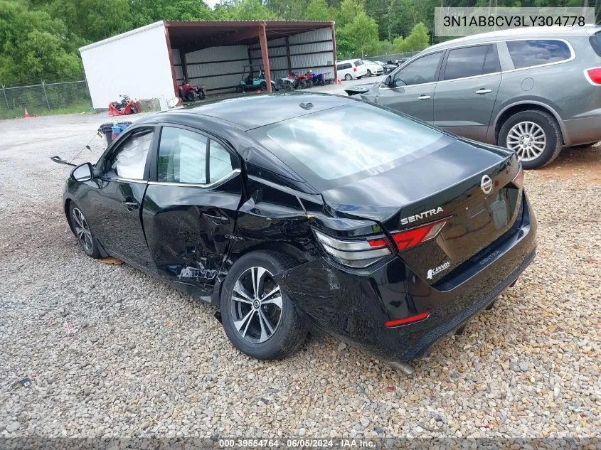 2020 Nissan Sentra Sv Xtronic Cvt VIN: 3N1AB8CV3LY304778 Lot: 39554764