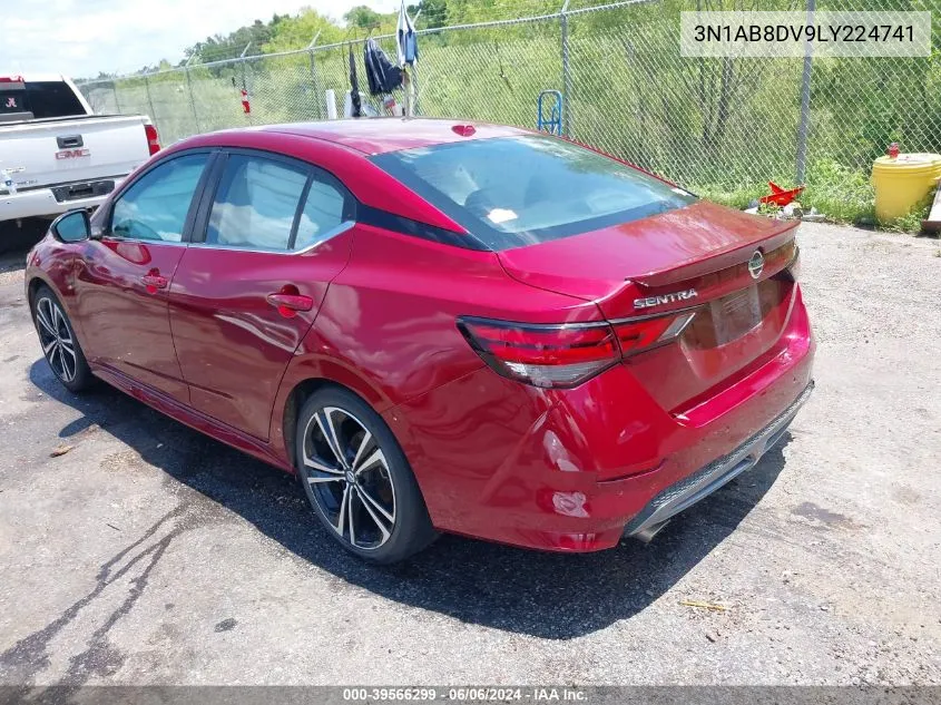 2020 Nissan Sentra Sr Xtronic Cvt VIN: 3N1AB8DV9LY224741 Lot: 39566299