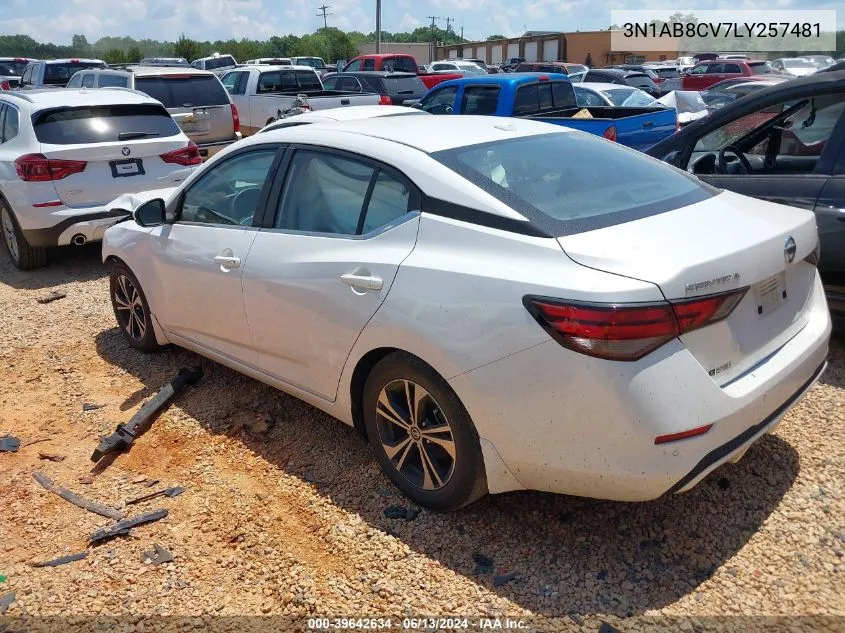 2020 Nissan Sentra Sv Xtronic Cvt VIN: 3N1AB8CV7LY257481 Lot: 39642634