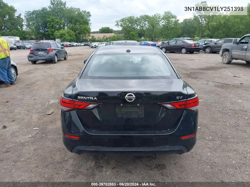 2020 Nissan Sentra Sv Xtronic Cvt VIN: 3N1AB8CV1LY251398 Lot: 39702883