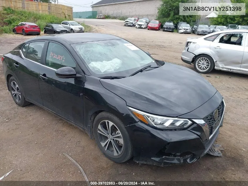 2020 Nissan Sentra Sv Xtronic Cvt VIN: 3N1AB8CV1LY251398 Lot: 39702883