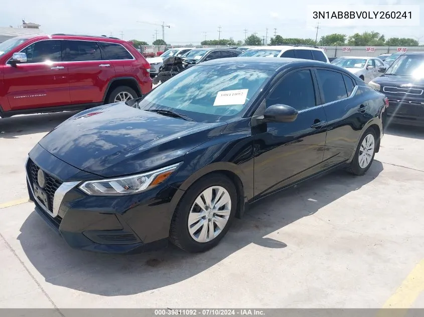 2020 Nissan Sentra S Xtronic Cvt VIN: 3N1AB8BV0LY260241 Lot: 39811092