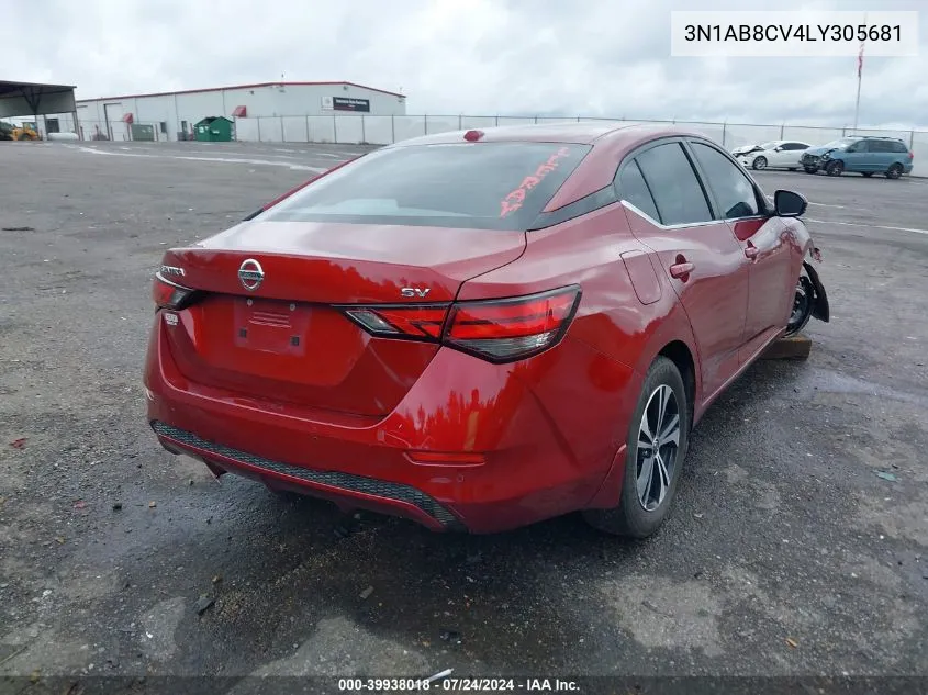 2020 Nissan Sentra Sv Xtronic Cvt VIN: 3N1AB8CV4LY305681 Lot: 39938018