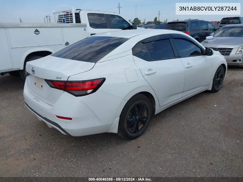 2020 Nissan Sentra Sv Xtronic Cvt VIN: 3N1AB8CV0LY287244 Lot: 40045359