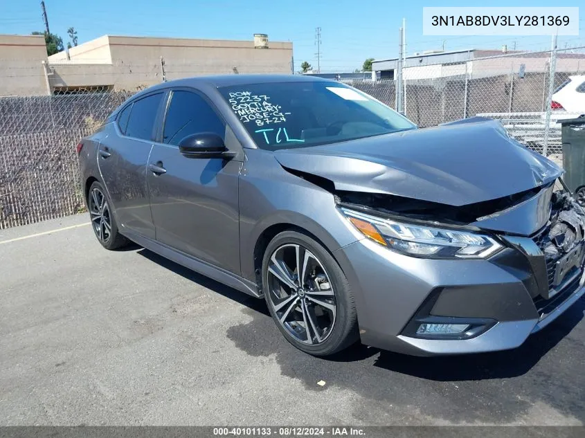 2020 Nissan Sentra Sr Xtronic Cvt VIN: 3N1AB8DV3LY281369 Lot: 40101133