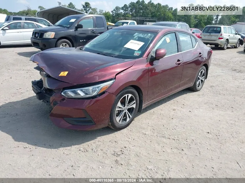 2020 Nissan Sentra Sv Xtronic Cvt VIN: 3N1AB8CV0LY228601 Lot: 40110365