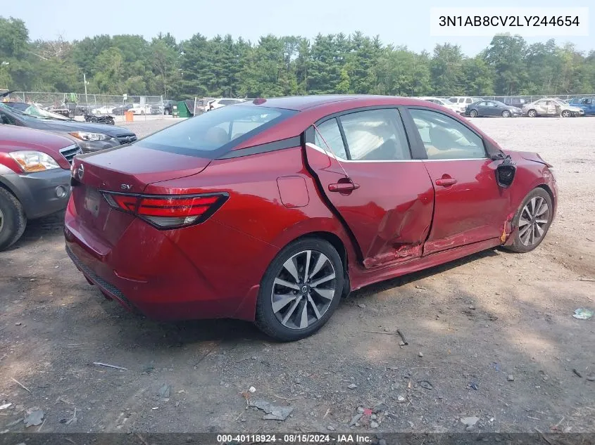 2020 Nissan Sentra Sv Xtronic Cvt VIN: 3N1AB8CV2LY244654 Lot: 40118924