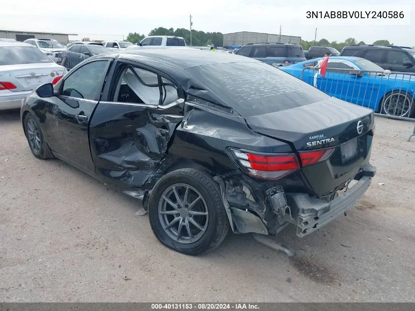 2020 Nissan Sentra S VIN: 3N1AB8BV0LY240586 Lot: 40131153