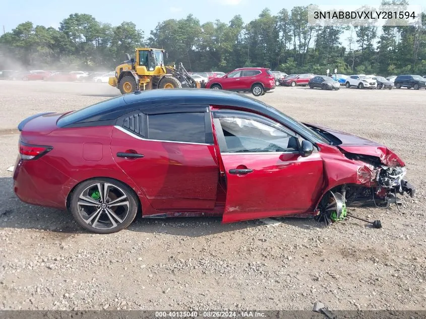 2020 Nissan Sentra Sr Xtronic Cvt VIN: 3N1AB8DVXLY281594 Lot: 40135040