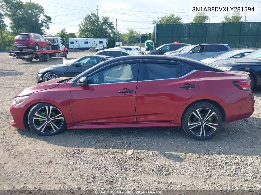 2020 Nissan Sentra Sr Xtronic Cvt VIN: 3N1AB8DVXLY281594 Lot: 40135040