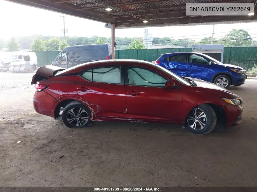 2020 Nissan Sentra Sv Xtronic Cvt VIN: 3N1AB8CV0LY262649 Lot: 40151739