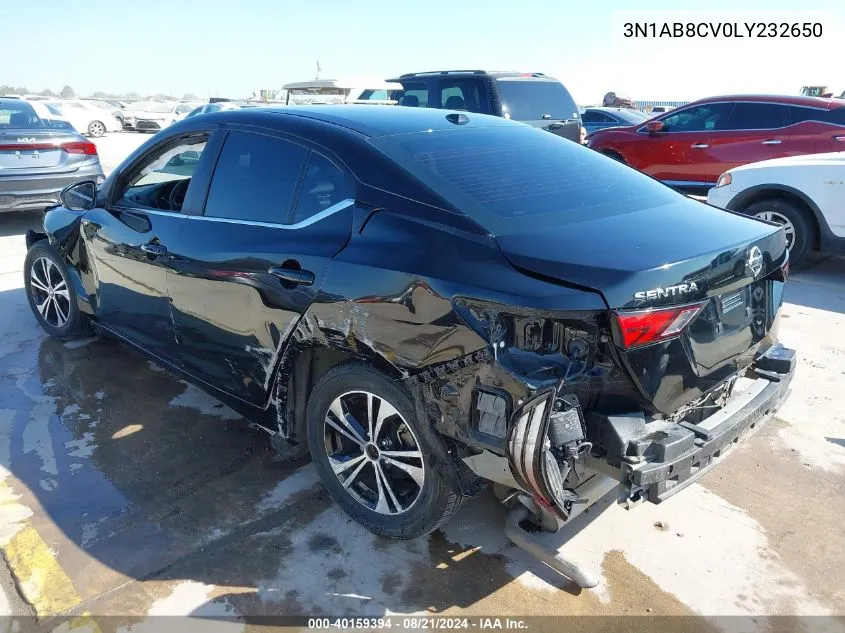 2020 Nissan Sentra Sv VIN: 3N1AB8CV0LY232650 Lot: 40159394