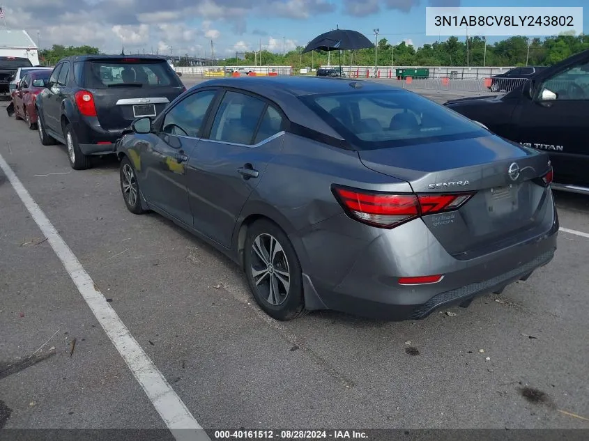 2020 Nissan Sentra Sv Xtronic Cvt VIN: 3N1AB8CV8LY243802 Lot: 40161512