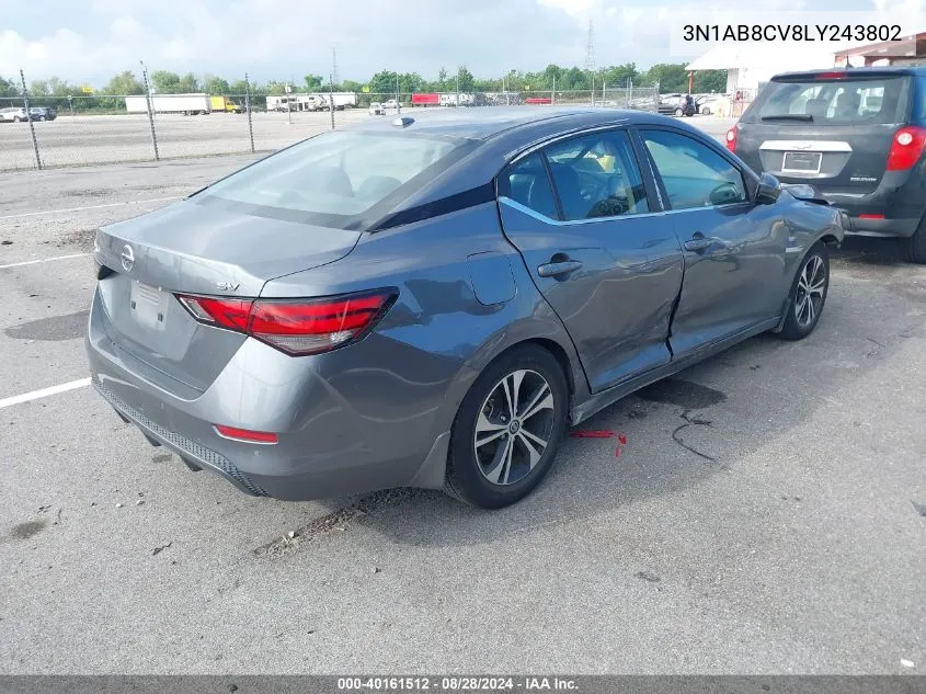 3N1AB8CV8LY243802 2020 Nissan Sentra Sv Xtronic Cvt