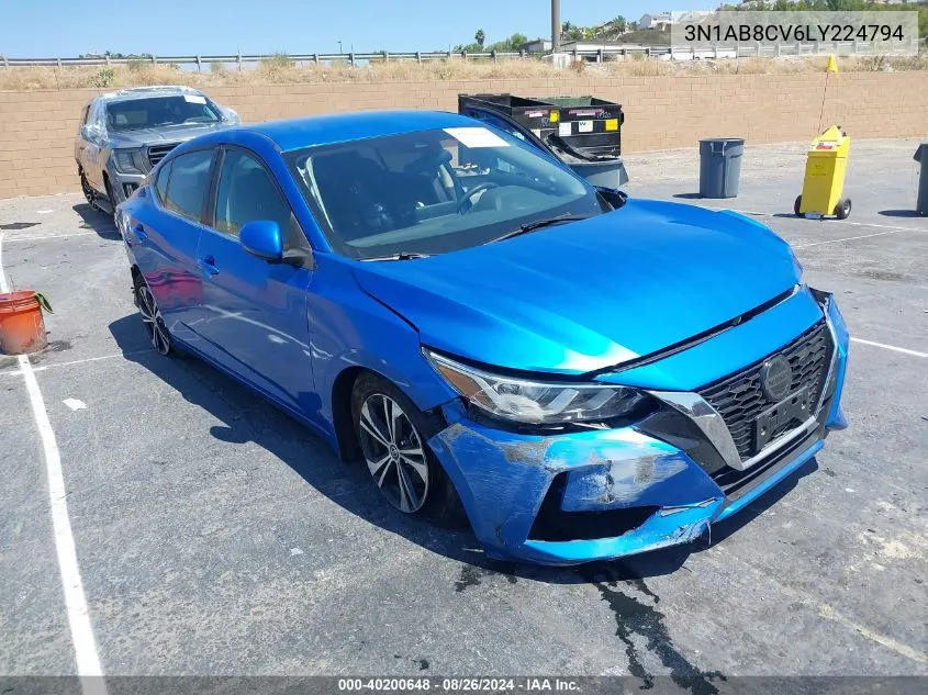 2020 Nissan Sentra Sv Xtronic Cvt VIN: 3N1AB8CV6LY224794 Lot: 40200648