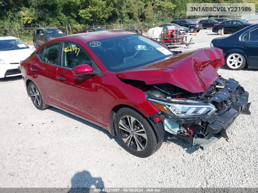 2020 Nissan Sentra Sv Xtronic Cvt VIN: 3N1AB8CV0LY221986 Lot: 40221097