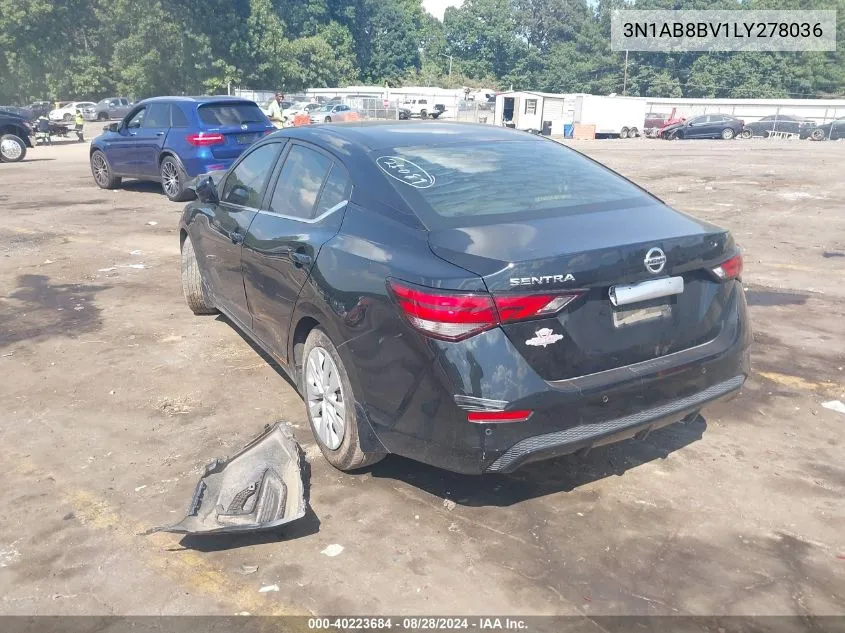 2020 Nissan Sentra S Xtronic Cvt VIN: 3N1AB8BV1LY278036 Lot: 40223684