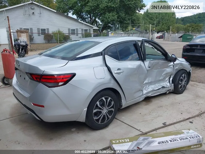 2020 Nissan Sentra S Xtronic Cvt VIN: 3N1AB8BV4LY220826 Lot: 40229589