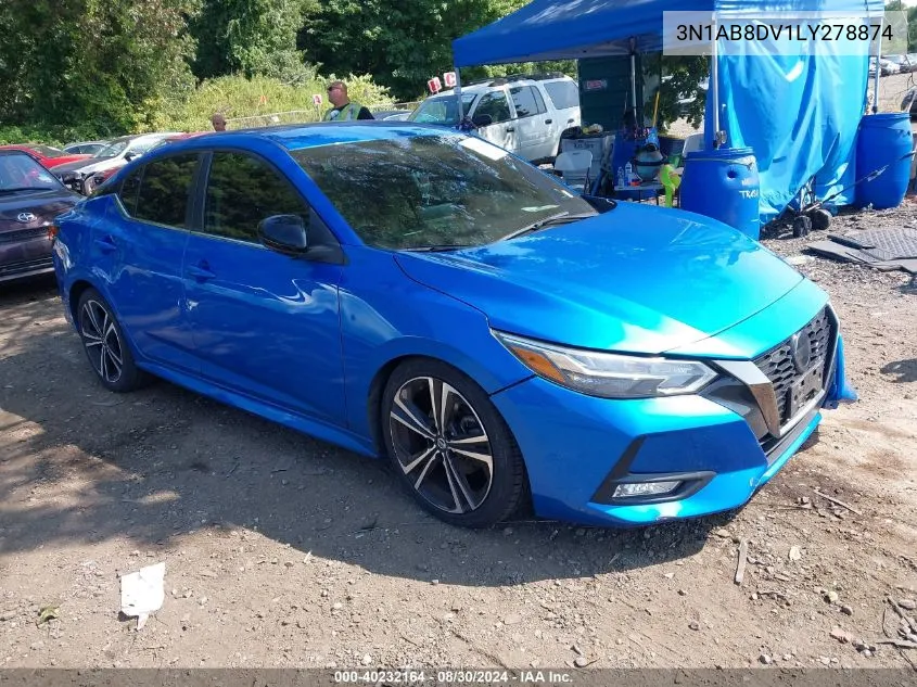 2020 Nissan Sentra Sr Xtronic Cvt VIN: 3N1AB8DV1LY278874 Lot: 40232164