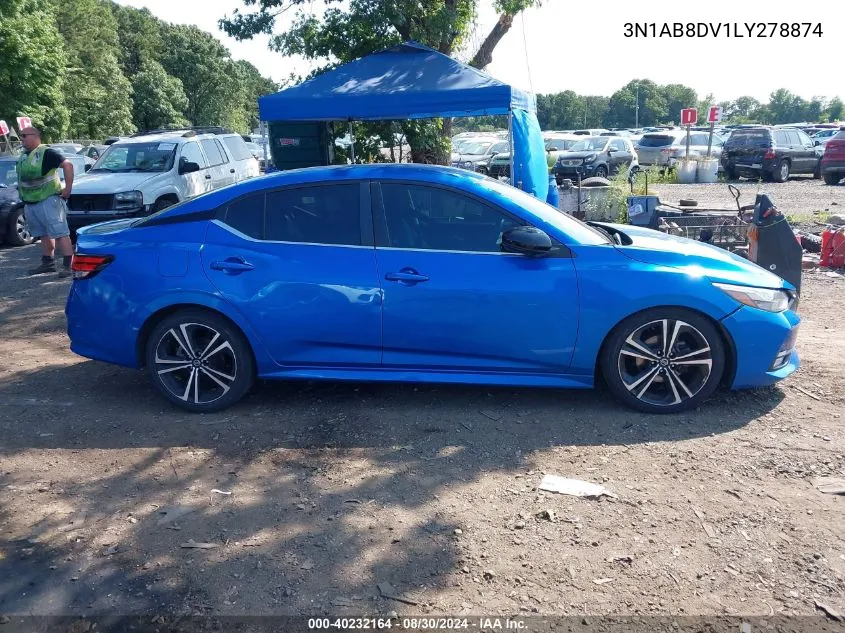 2020 Nissan Sentra Sr Xtronic Cvt VIN: 3N1AB8DV1LY278874 Lot: 40232164