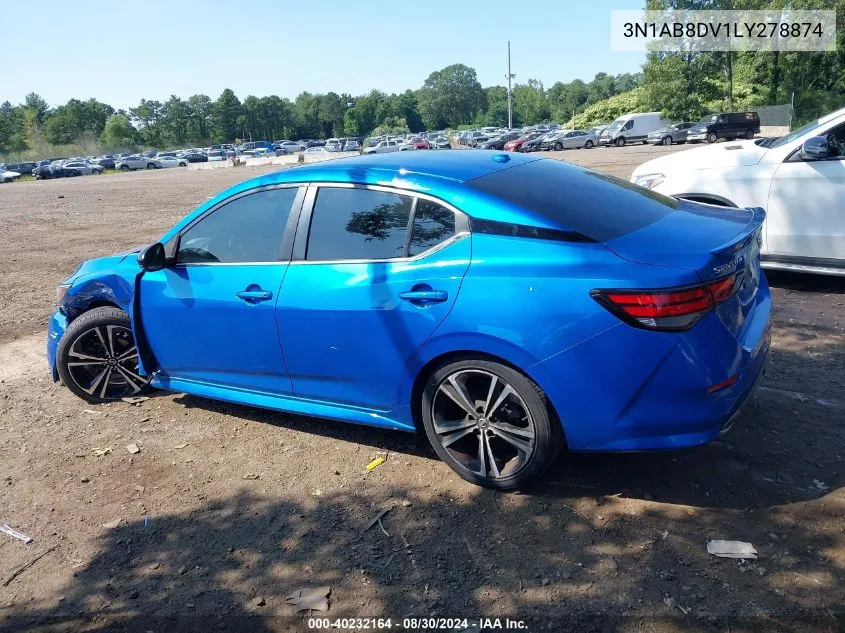 2020 Nissan Sentra Sr Xtronic Cvt VIN: 3N1AB8DV1LY278874 Lot: 40232164