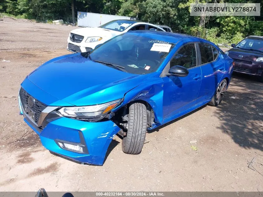 2020 Nissan Sentra Sr Xtronic Cvt VIN: 3N1AB8DV1LY278874 Lot: 40232164