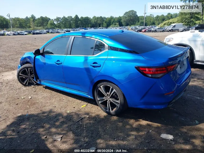 2020 Nissan Sentra Sr Xtronic Cvt VIN: 3N1AB8DV1LY278874 Lot: 40232164