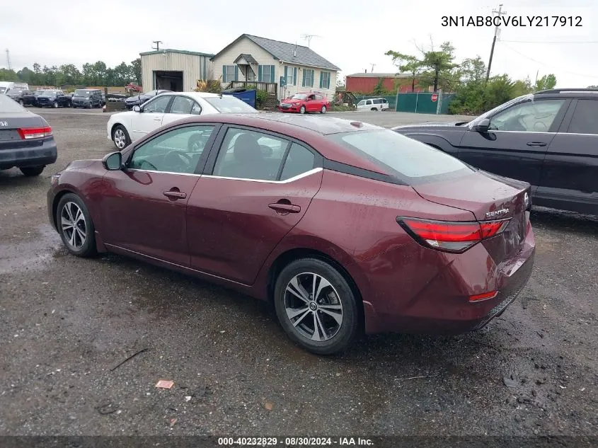 2020 Nissan Sentra Sv Xtronic Cvt VIN: 3N1AB8CV6LY217912 Lot: 40232829